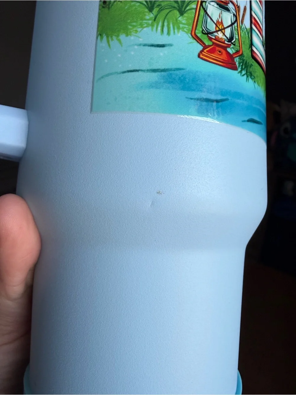 Customized Lake Vibes Blue Tumbler - 'Lake Time' Graphic